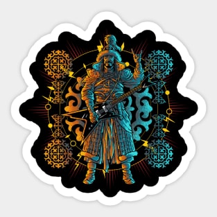 Mongol Warrior Guitarist Sticker